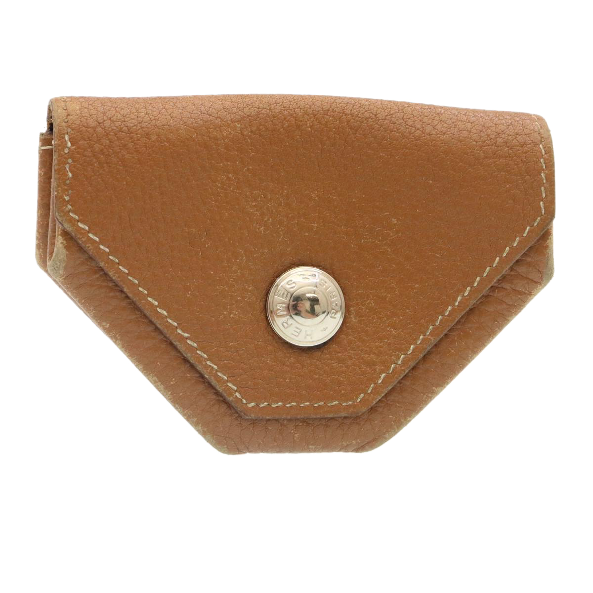 Hermes Revan Cattle Coin Purse Leather Brown Auth Yk2851